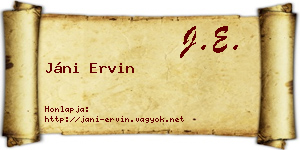 Jáni Ervin névjegykártya